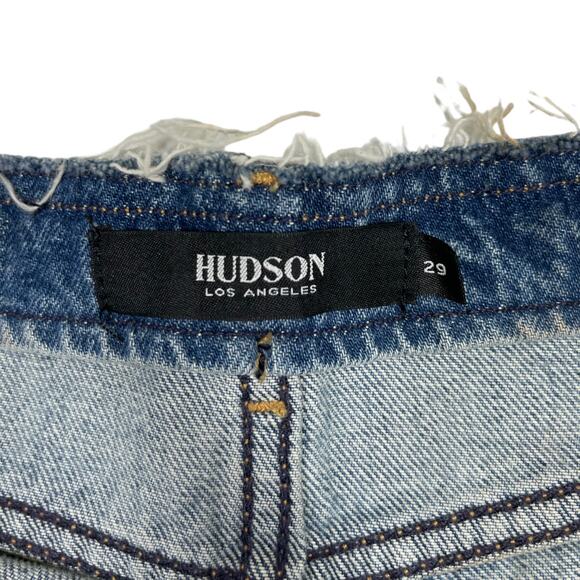 Hudson Sloane Short 29 Distressed Denim Step Hem Button Fly Light Wash Cutoffs - Picture 7 of 8